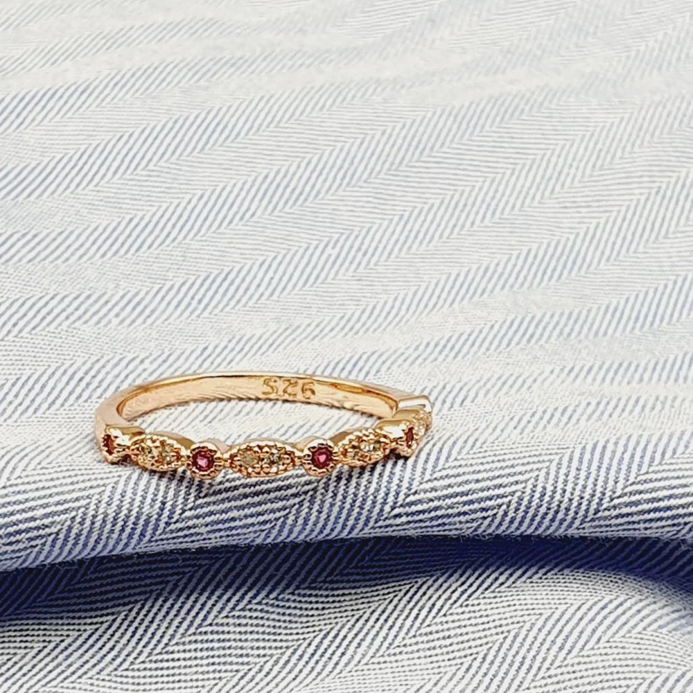 🔥 Beauty CZ Thin Sweet Romantic Three Color Plated Rings for Women,EVGG1…
